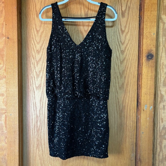 ASTR from Nordstrom Black Sequin Cocktail Party Dress L - Picture 7 of 11